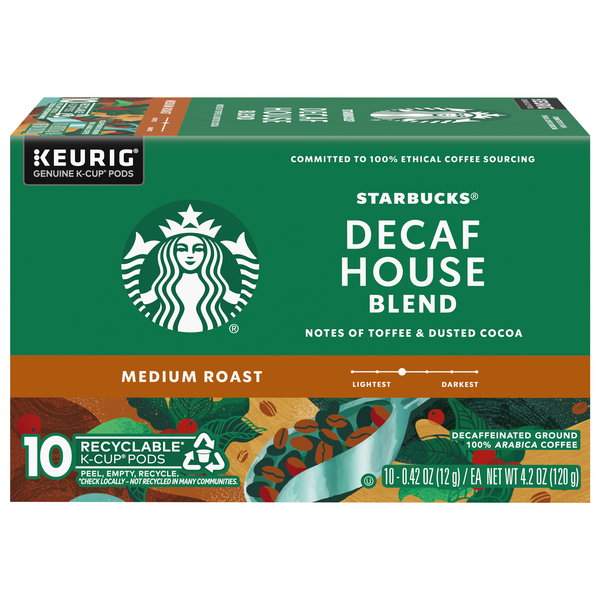 Starbucks Decaf House Blend Medium Roast K-Cup Coffee Pods