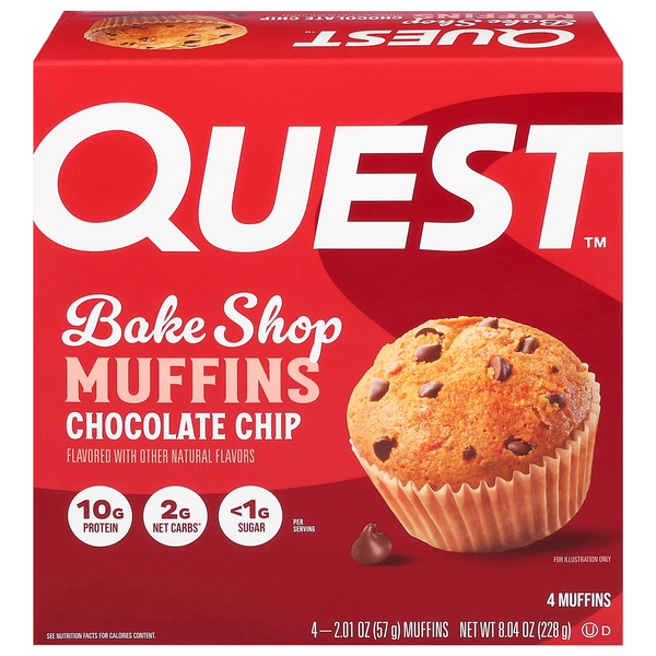 Quest Bake Shop Chocolate Chip 10g Protein Muffins - 4 ct