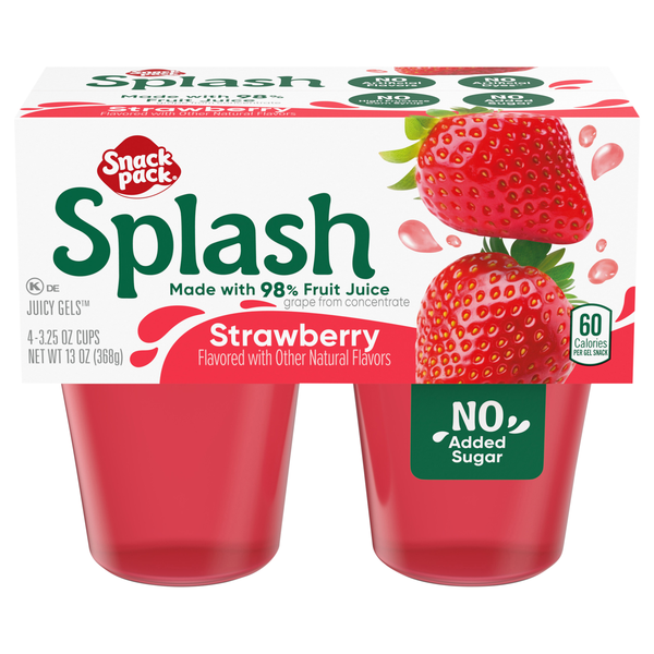 Snack Pack Splash Strawbery Juicy Gels Cups - 4 ct