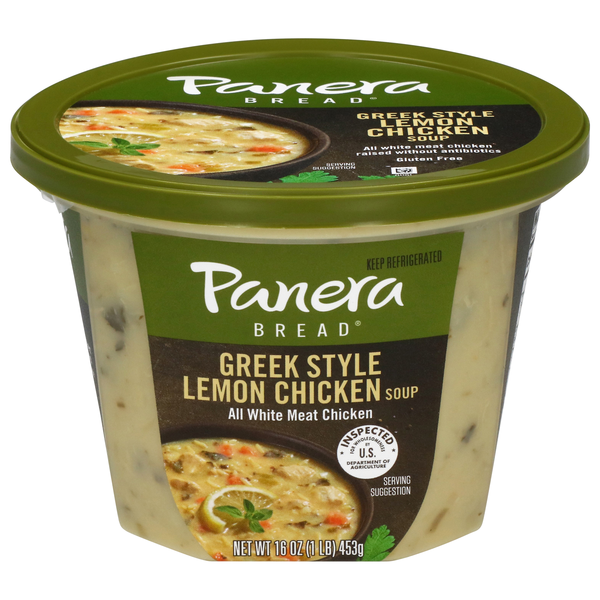 Panera Bread Greek Style Lemon Chicken Soup Refrigerated