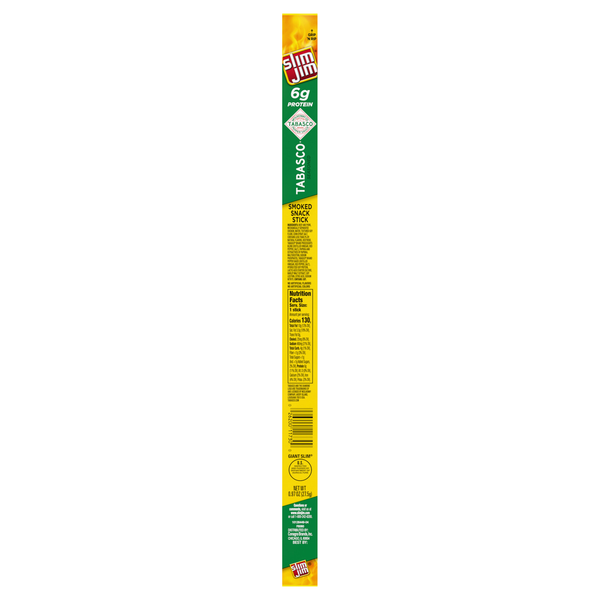 Slim Jim Tabasco Seasoned Protein Smoked Giant Size Meat Stick