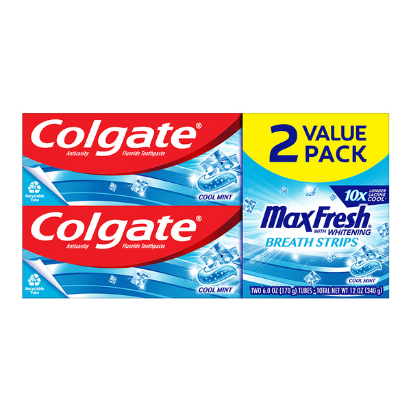 Save on Colgate MaxFresh Whitening Toothpaste with Breath Strips Cool