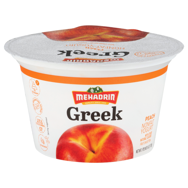 Mehadrin Non Fat Peach Greek Yogurt