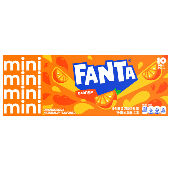 Fanta Orange Soda Mini Caffeine Free - 10 pk