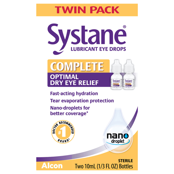 Systane Lubricant Eye Drops Complete Optimal Dry Eye Relief - 2 ct