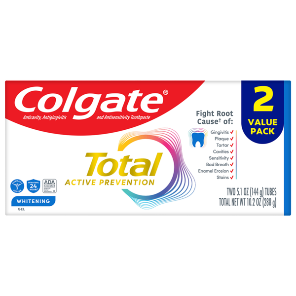 Colgate Total Toothpaste Plus Whitening Gel - 2 ct