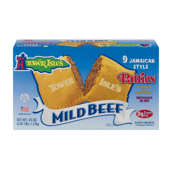 Tower Isle's Jamaican Style Mild Beef Turnover Patties - 9 ct Frozen