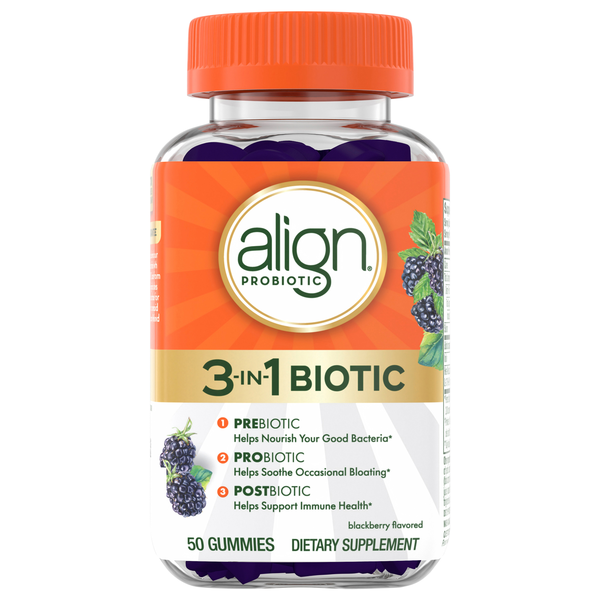 Align Probiotic 3-in-1 Biotic Blackberry Flavor Gummies