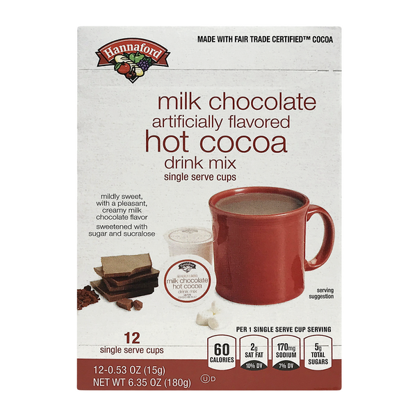 Hannaford Hot Cocoa Mix Milk Chocolate Single Serve Cups - 12 ct