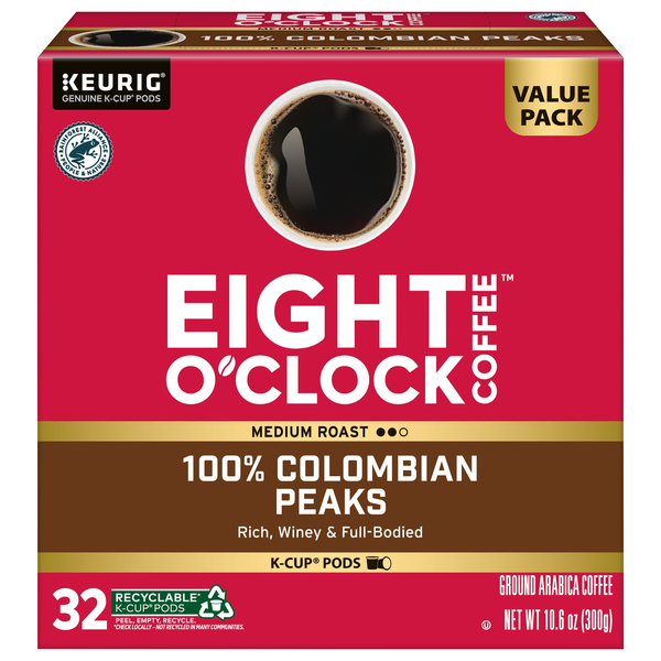 Eight O'Clock 100% Colombian Peaks Medium Roast Coffee K-Cup Pods