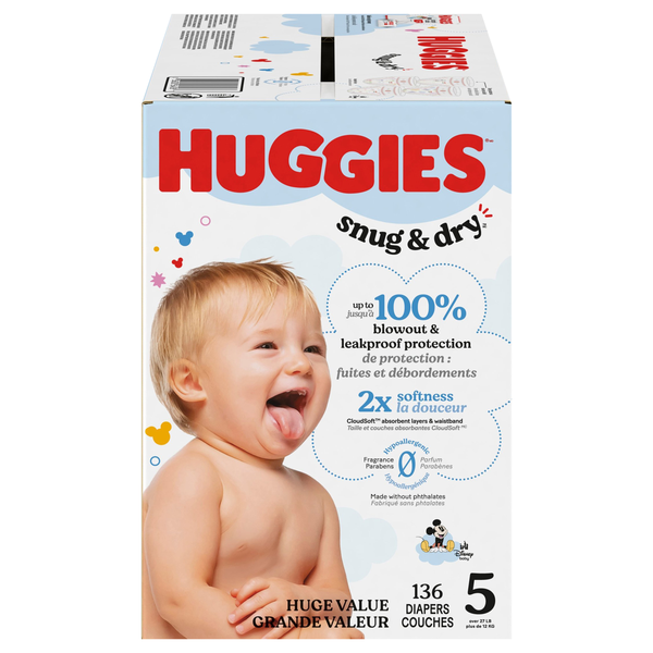 Huggies Snug & Dry Size 5 Baby Diapers 27+ lbs