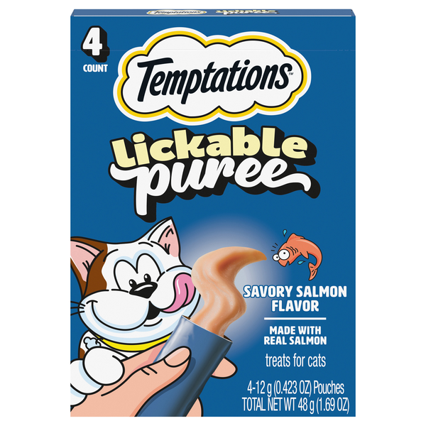 Temptations Lickable Puree Savory Salmon Cat Treats - 4 ct
