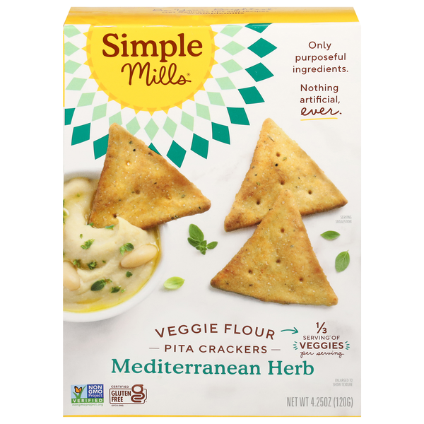 Simple Mills Gluten Free Mediterranean Herb Veggie Flour Pita Crackers