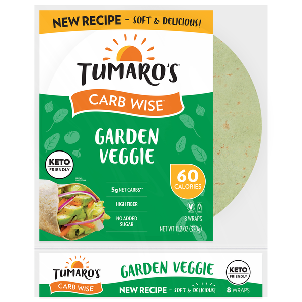 Tumaro's Carb Wise Garden Veggie Wraps - 8 ct