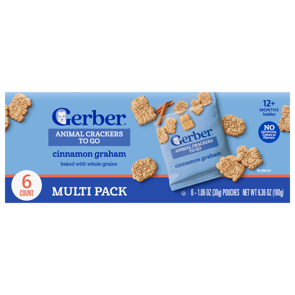 Gerber Snacks Toddler Cinnamon Graham Animal Cracker Packs - 6 ct