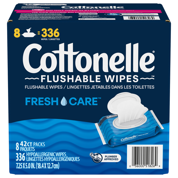 Cottonelle FreshCare Flushable Wipes 42 ct ea - 8 pk