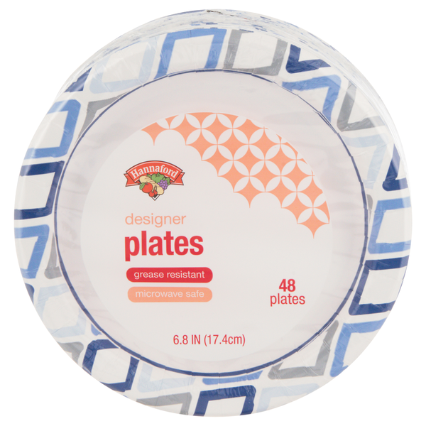 Hannaford Designer Paper Plates 6.8 Inch