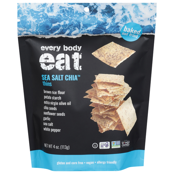 Save on Every Body Eat Plant-Based Sea Salt Chia Snack Thins Crackers ...