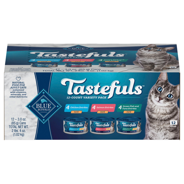 BLUE Tastefuls Natural Pate Variety Pack Adult Wet Cat Food 3 oz/12 ct