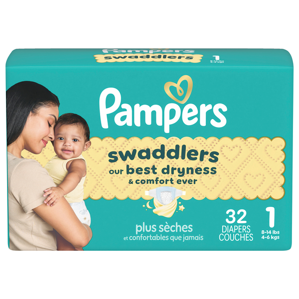 Pampers Swaddlers Size 1 Baby Diapers 8-14 lb