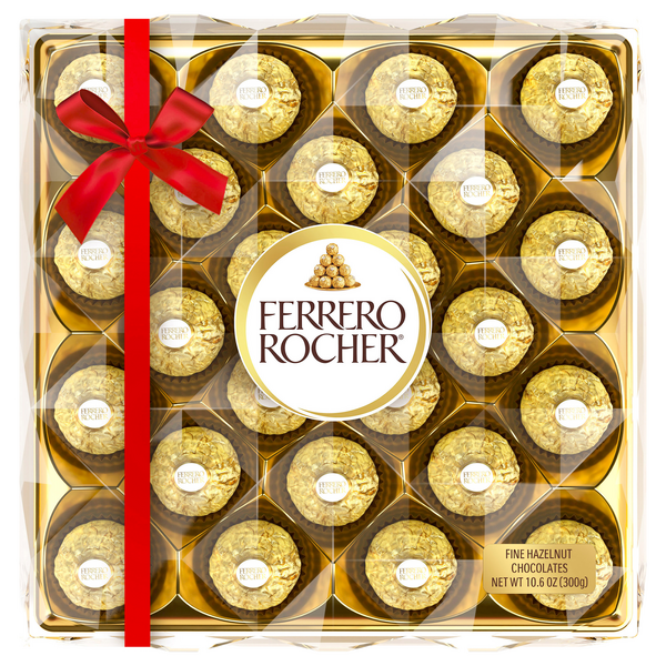 Ferrero Rocher Fine Hazelnut Chocolates Candy Gift Box - 24 ct