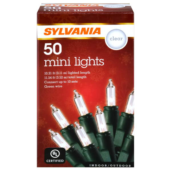 Sylvania LED Indoor/Outdoor Mini Christmas Lights Clear - 50 ct