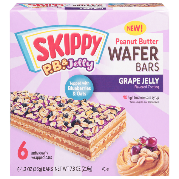 Skippy Peanut Butter & Grape Jelly Coated Wafer Bars - 6 ct