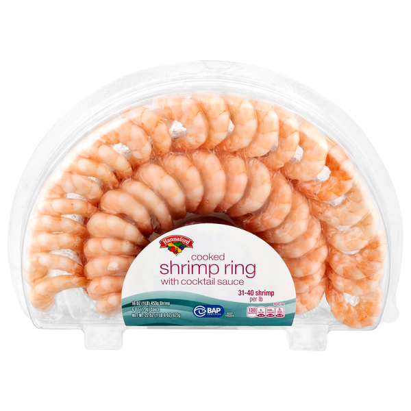 Hannaford Cooked Shrimp Ring with Cocktail Sauce 31-40 ct per lb Frozen
