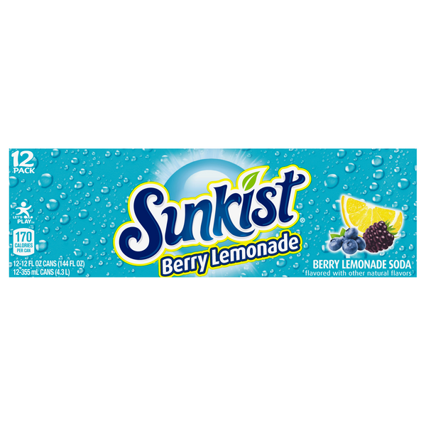 Sunkist Soda Berry Lemonade - 12 pk