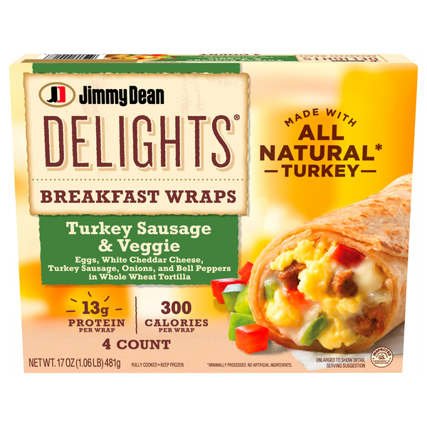 Save on Jimmy Dean Delights Breakfast Wraps Turkey Sausage & Veggie 4