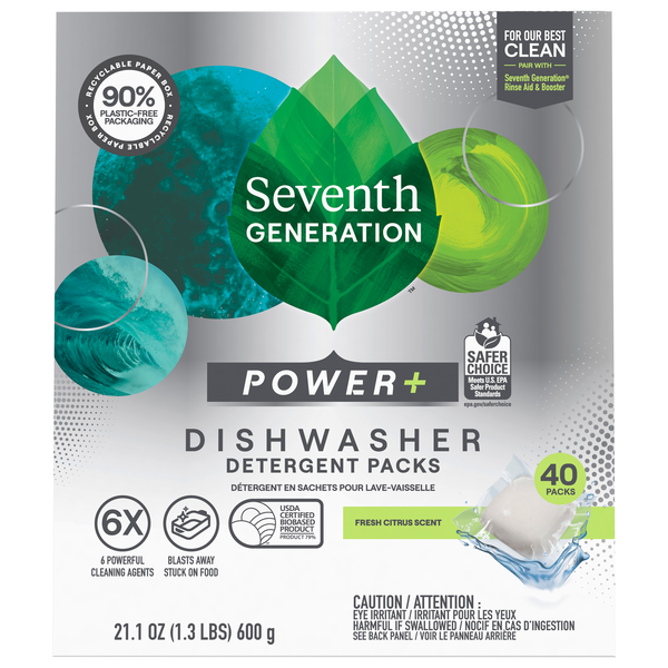 Seventh Generation Fresh Citrus Scent Dishwasher Detergent Packs - 40 ct