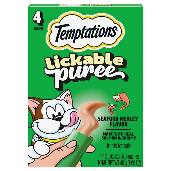 Temptations Creamy Purrrr-ee Seafood Medley Cat Treat - 4 ct