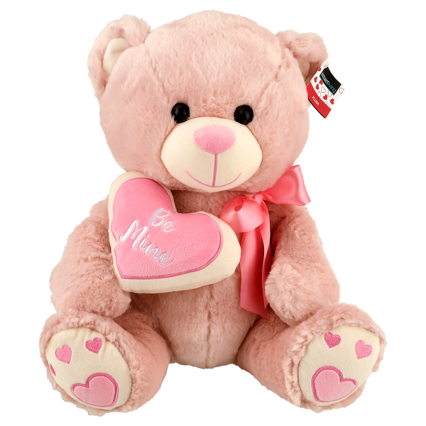 Smart Living Valentine's Day Tan Teddy Bear with Pink Heart Be Mine