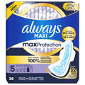 Always Maxi Size 5 Unscented Extra Heavy Overnight Pads with Wings