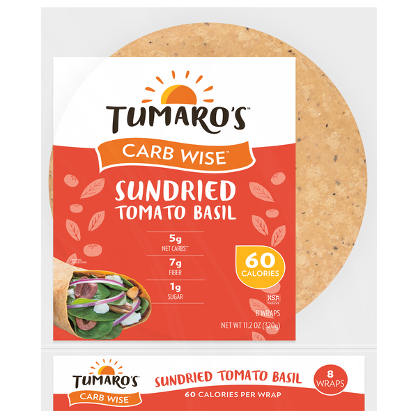 Tumaro's Carb Wise Sun-Dried Tomato Basil Wraps - 8 ct
