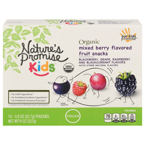 Nature's Promise Kids Organic Mixed Berry Flavored Fruit Snacks - 10 ct