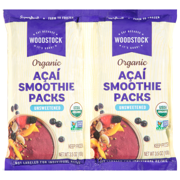 Woodstock Organic Unsweetened Acai Smoothie Packs - 2 ct Frozen