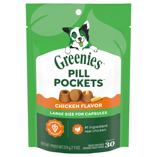 GREENIES Pill Pockets Chicken Flavor Capsule Size Dog Treats - apx 30 ct