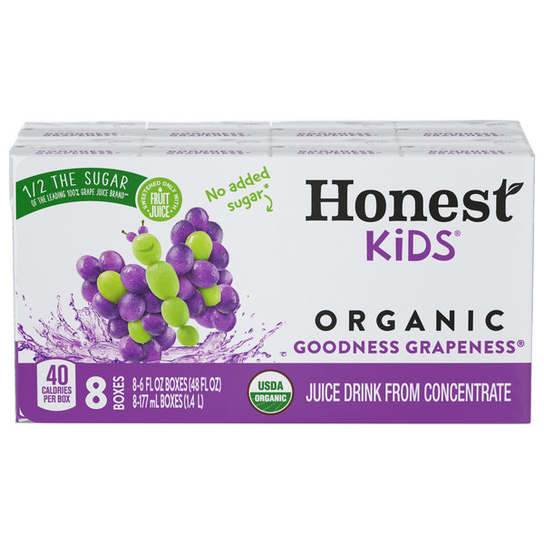 Honest Kids Organic Goodness Grapeness Juice Drink Boxes - 8 pk