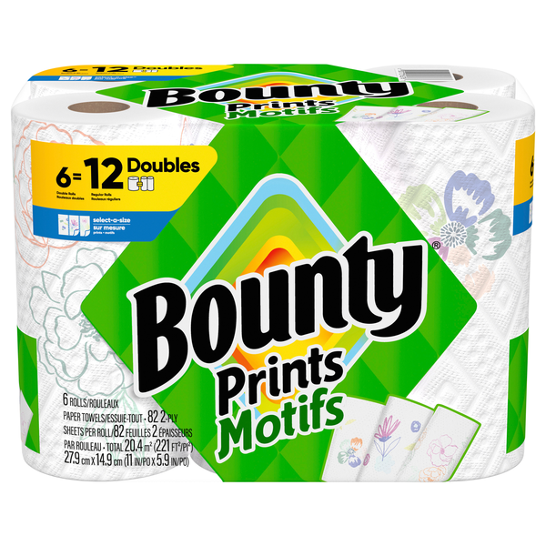 Bounty Select-A-Size Print Double Roll Paper Towels - 6 ct