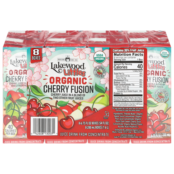 Lakewood Littles Organic Cherry Fusion Juice Drink from Concentrate - 8 pk