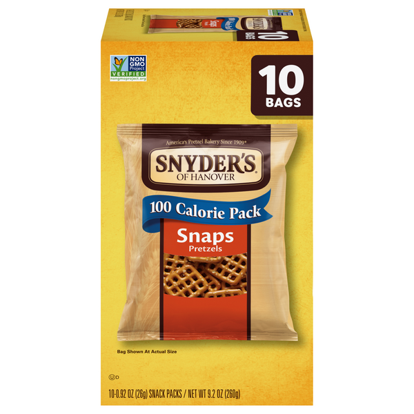 Snyder's of Hanover 100 Calorie Pretzel Snaps Packs - 10 ct