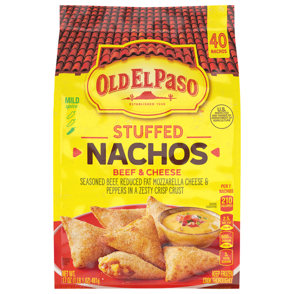 Old El Paso Beef & Cheese Stuffed Nachos - 40 ct Frozen