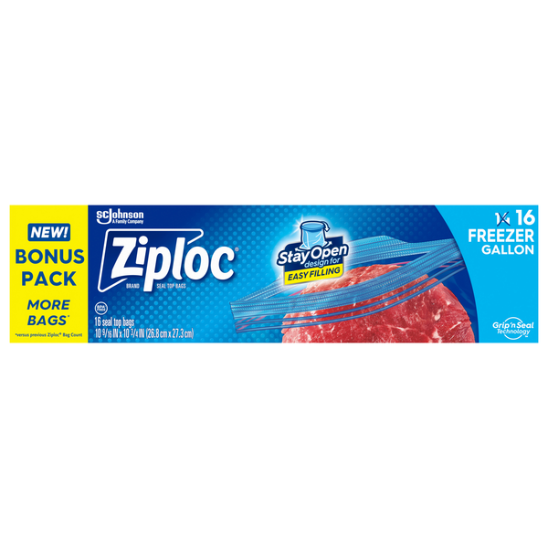 Ziploc Stay Open Design Gallon Freezer Bags