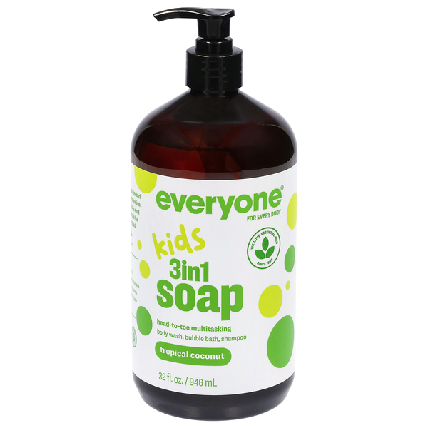 Everyone Tropical Coconut 3-in-1 Kids Soap Body Wash Bubble Bath & Shampoo