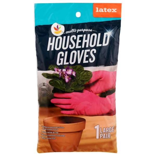 Smart Living Cotton Lined Household Gloves Latex Large