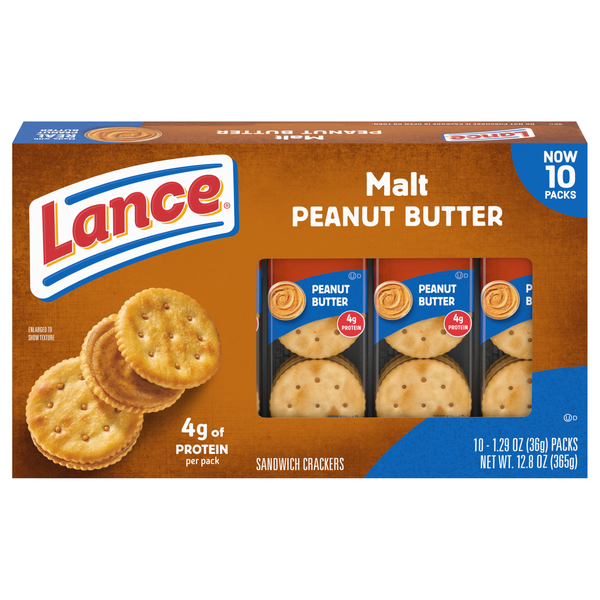 Lance Malt Peanut Butter Sandwich Crackers - 10 ct