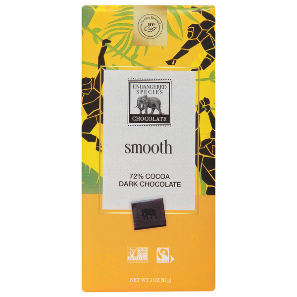Endangered Species Smooth Dark Chocolate Candy Bar 72% Cocoa