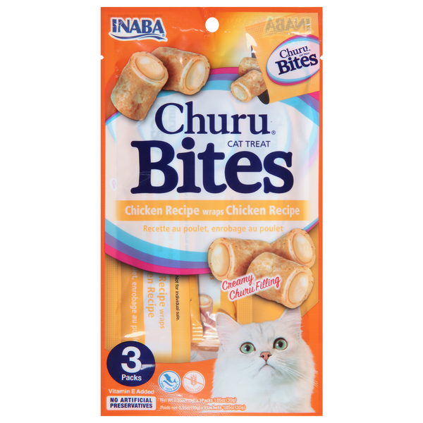 Inaba Chura Bites Chicken Recipe Wraps with Chicken Cat Treats - 3 ct