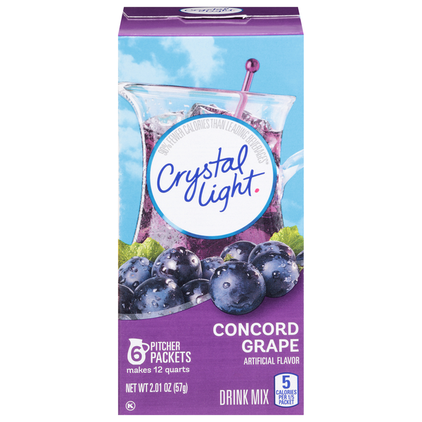 Crystal Light Pitcher Packets Sugar Free Drink Mix Concord Grape - 6 ct